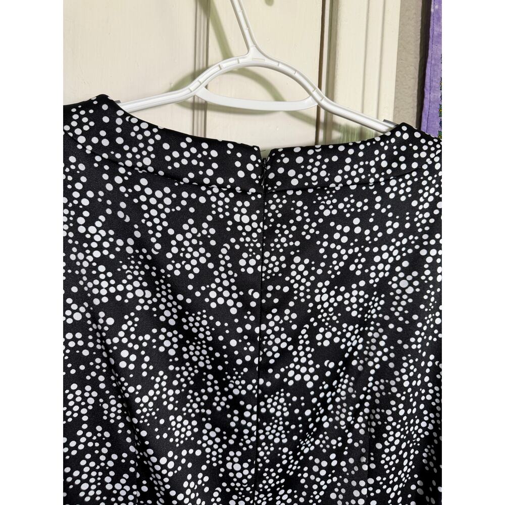 Dressbarn Black White Dot Print Fit Flare Dress Belted Sleeveless Midi - 18W - Picture 5 of 7